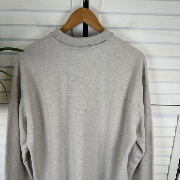 Orivs Signature‎ Long Sleeve Polo Shirt Logo Oatmeal Beige Mens Size L - Picture 5 of 8